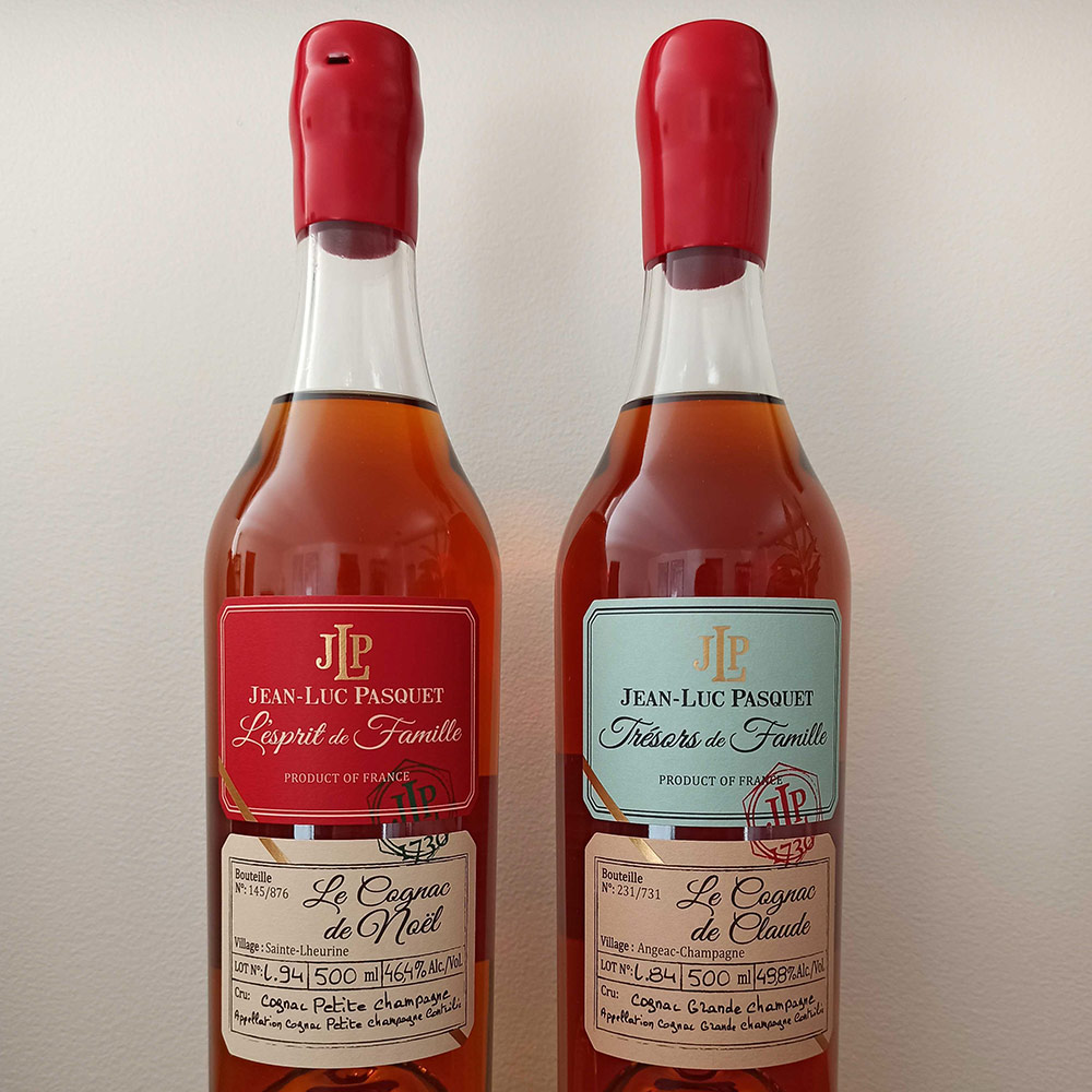 L'Esprit de la Famille Le Cognac de Noel next to le Tresor de la Famille Le Cognac de Claude