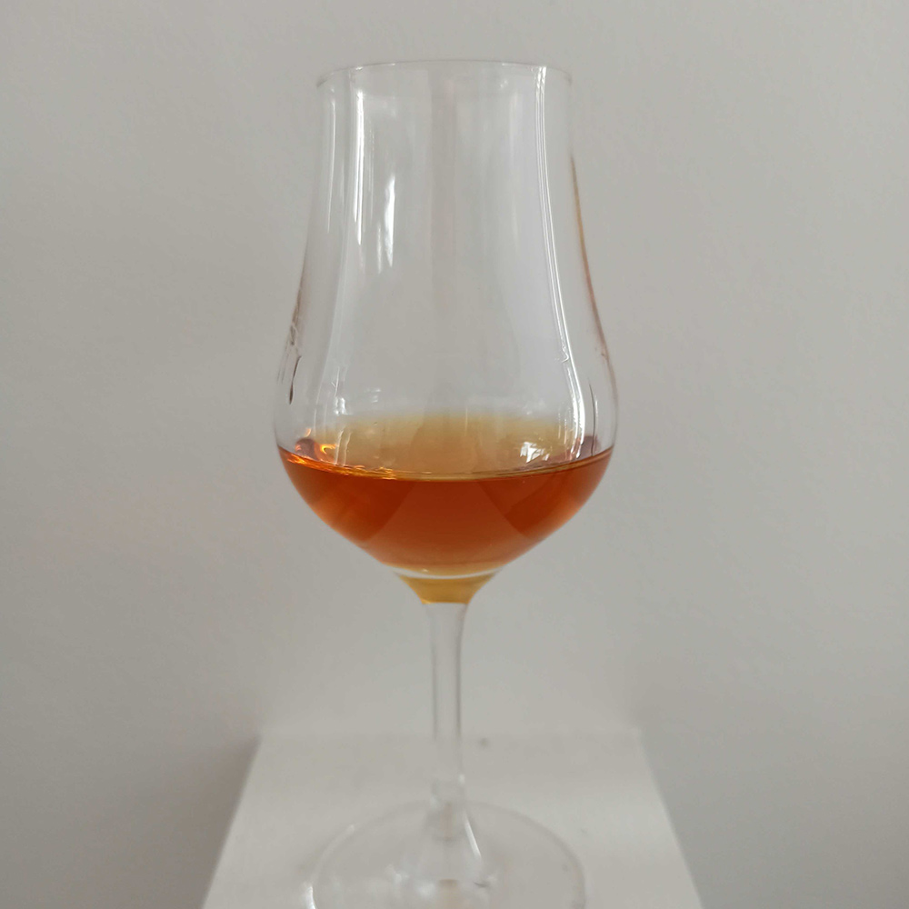 Glass filled with Francois Voyer Christmas Cognac