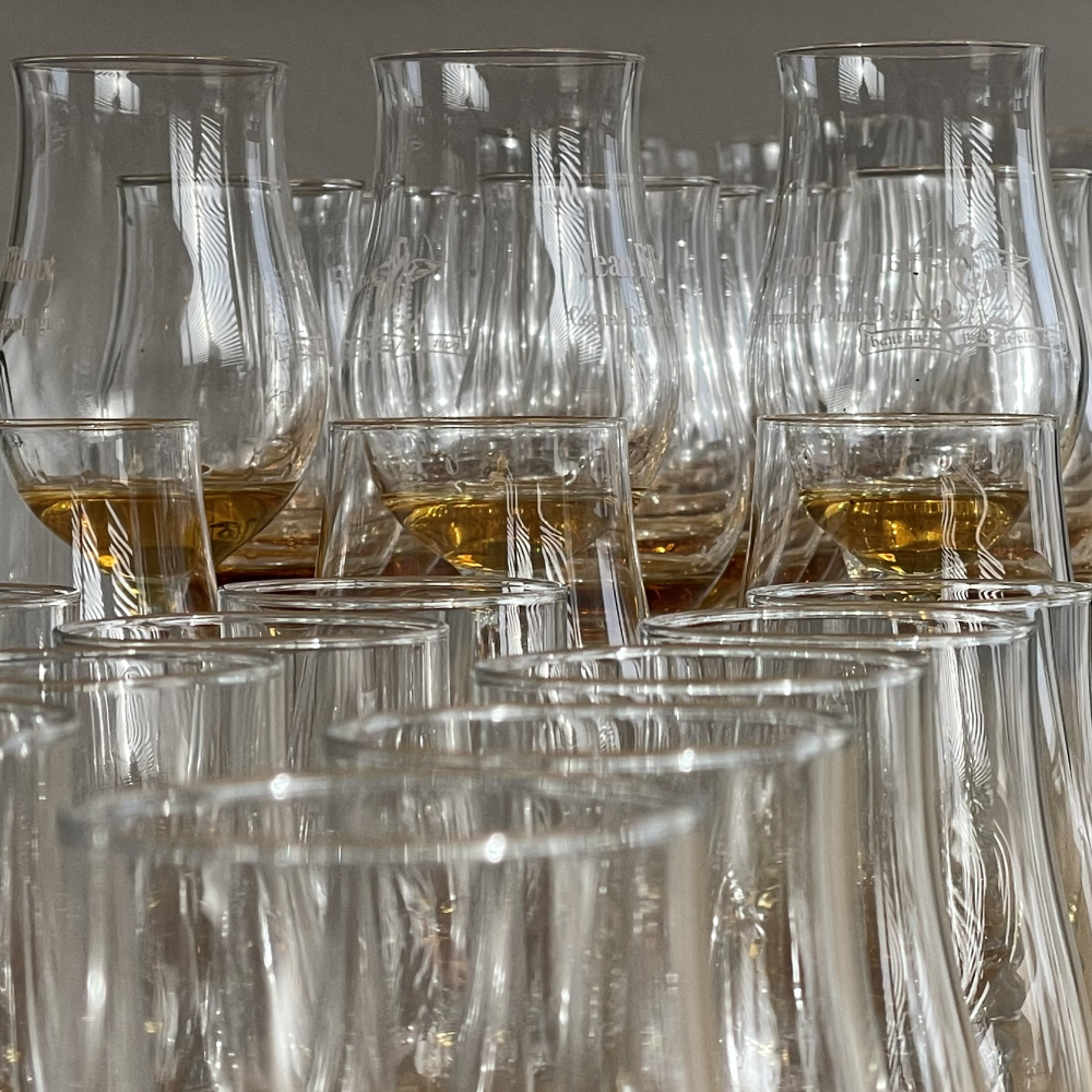 Glasses poured with Cognac